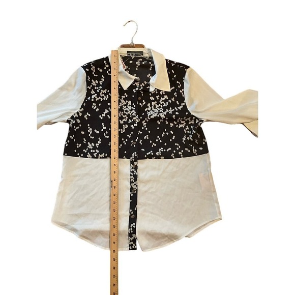 Ivanka Trump Button-Up Shirt Women L Beige/Black Long Sleeve Collared Polyester - Picture 4 of 5